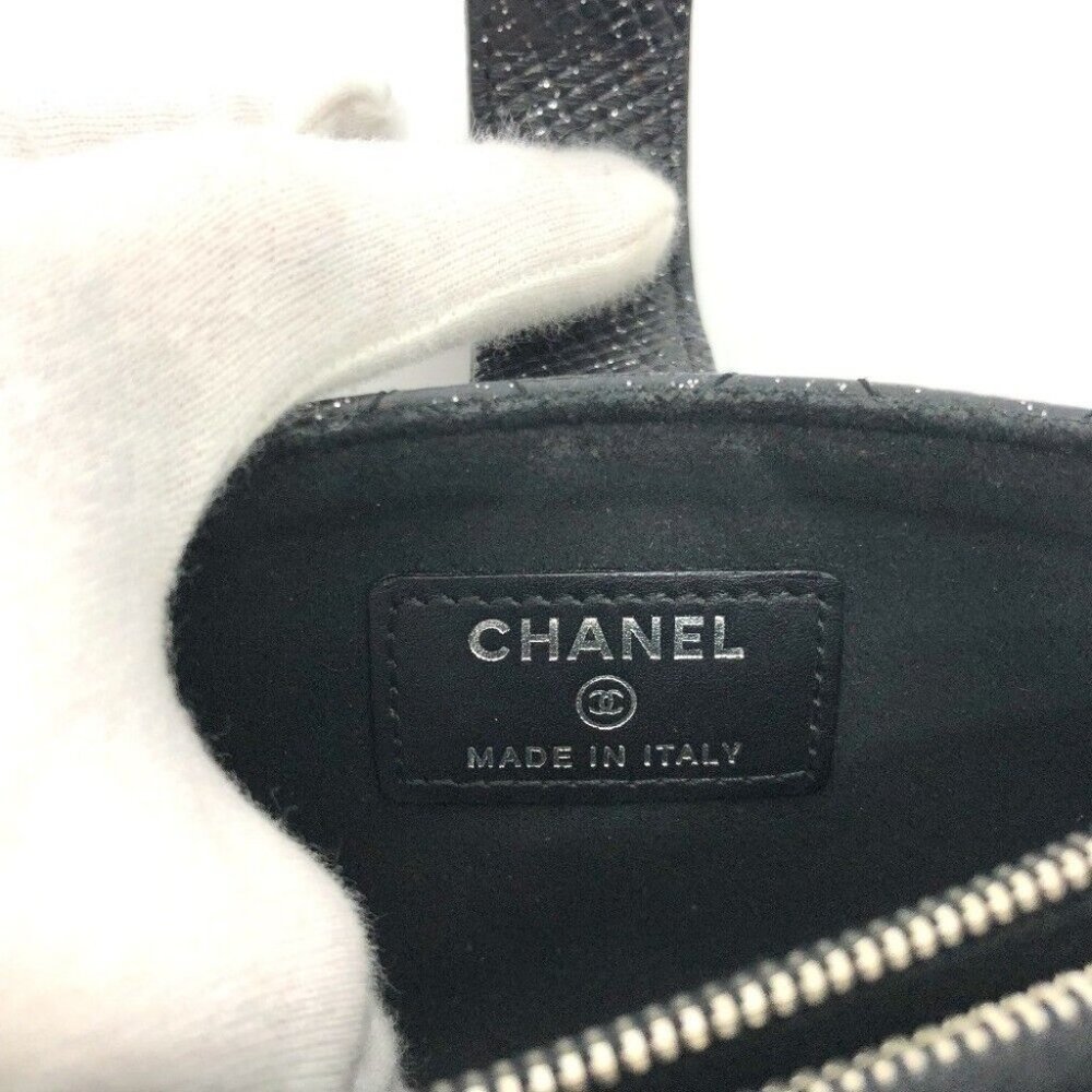 CHANEL CC Matelasse coin purse/Coin Compartment Pouch Leather Black/SilverHW - Picture 10 of 15